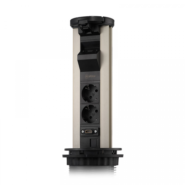 Блок розеток 12J (2 секции, USB type A+C + RJ45 + HDMI) беспроводная зарядка Mebax 00-00002597