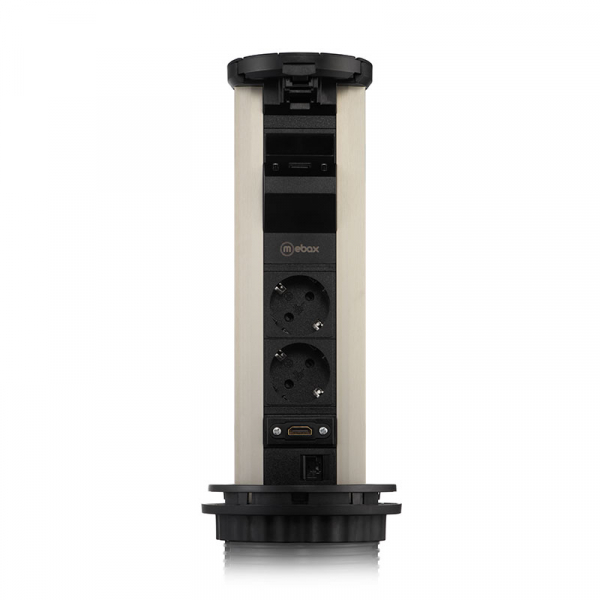 Блок розеток 12J (2 секции, USB type A+C + RJ45 + HDMI) беспроводная зарядка Mebax 00-00002597