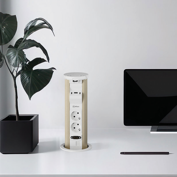 Блок розеток 12J (2 секции, USB type A+C + RJ45 + HDMI) беспроводная зарядка Mebax 00-00002598