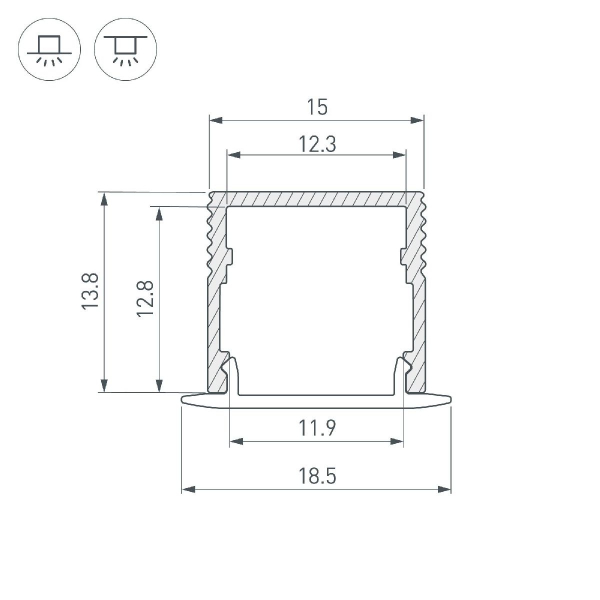 Алюминиевый профиль Arlight SL-MINI-15-2000 BLACK 049020