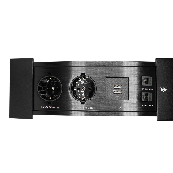 Блок розеток JX (Slide Top) (2 секции RJ-45 + 2 USB с кабелем питания) Mebax 00-00002891