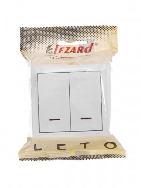 Выключатель 2-кл. ОП LETO с индикацией бел. LEZARD 752-0200-112 Выключатель 2-кл. ОП LETO с индикацией бел. LEZARD 752-0200-112