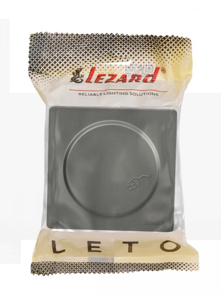 Розетка 1-м ОП LETO с заземл. с крышкой LETO ПБТ платина LEZARD 752-3500-123B Розетка 1-м ОП LETO с заземл. с крышкой LETO ПБТ платина LEZARD 752-3500-123B