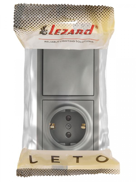 Блок ОП LETO (1-кл. выключатель + 1-м розетка с заземл.) горизонт. платина LEZARD 752-3500-170BAP Блок ОП LETO (1-кл. выключатель + 1-м розетка с заземл.) горизонт. платина LEZARD 752-3500-170BAP