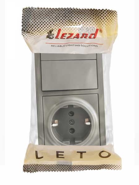 Блок ОП LETO (2-кл. выключатель + 1-м розетка с заземл.) горизонт. платина LEZARD 752-3500-170BKP Блок ОП LETO (2-кл. выключатель + 1-м розетка с заземл.) горизонт. платина LEZARD 752-3500-170BKP