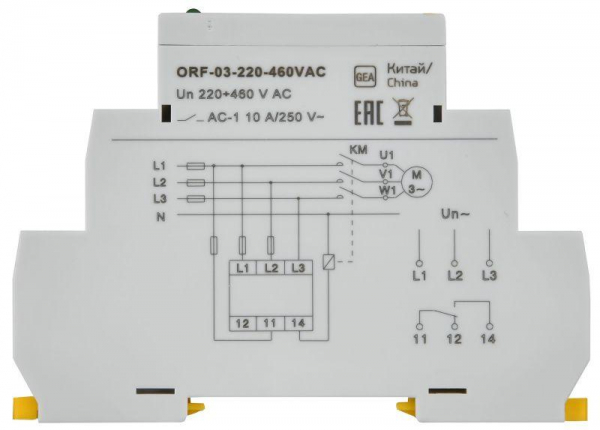 Реле фаз ORF 03 3ф 220-460В AC IEK ORF-03-220-460VAC Реле фаз ORF 03 3ф 220-460В AC IEK ORF-03-220-460VAC