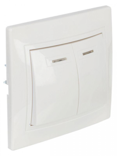 Выключатель 2-кл. СП Кварта 10А IP20 ВС10-2-1-КБ с индикацией бел. IEK EVK21-K01-10-DM