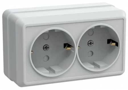 Розетка 2-м ОП Октава РСш22-3-ОБ 16А IP20 с заземл. защ. шторки бел. GENERICA ERO24-K01-16-DC