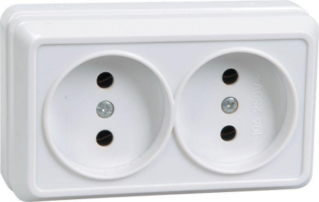 Розетка 2-м ОП Октава 10А IP20 без заземл. бел. GENERICA ERO20-K01-10-DC