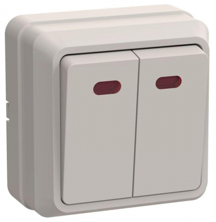 Выключатель 2-кл. ОП Октава 10А IP20 ВС20-2-1-ОКм с индикацией крем. GENERICA EVO21-K33-10-DC