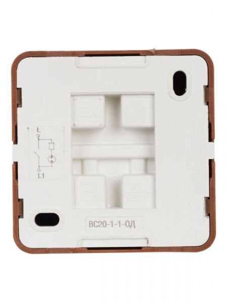 Выключатель 1-кл. ОП Октава 10А IP20 ВС20-1-1-ОД с индикацией дуб IEK EVO11-K04-10-DC