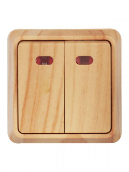 Выключатель 2-кл. ОП Октава 10А IP20 ВС20-2-1-ОС с индикацией сосна IEK EVO21-K03-10-DC