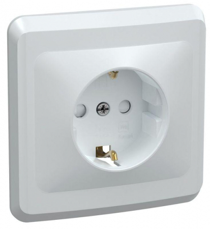 Розетка 1-м СП Вега РСш10-3-ВБ с заземл. контактом и защ. штор 16А бел. GENERICA ERV14-K01-16-DM