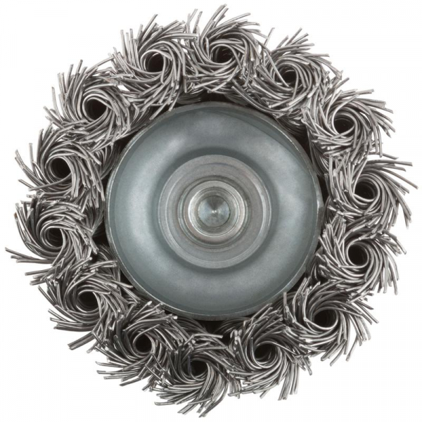 Корщетка тип "чашка" со штифтом стальная витая проволока 65мм MOS 38497М