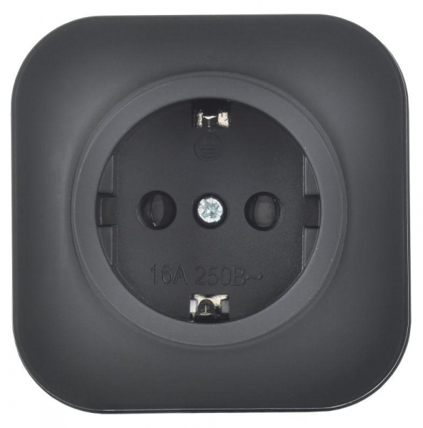 Розетка ОП GLORY РС20-3-ХЧм 16А с заземл. без защ. шторок черн. матов. IEK ERH11-K02M-16