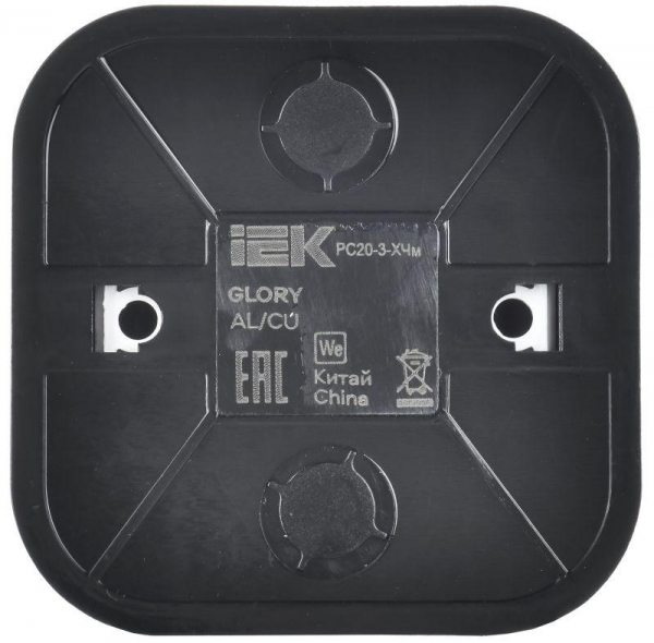 Розетка ОП GLORY РС20-3-ХЧм 16А с заземл. без защ. шторок черн. матов. IEK ERH11-K02M-16