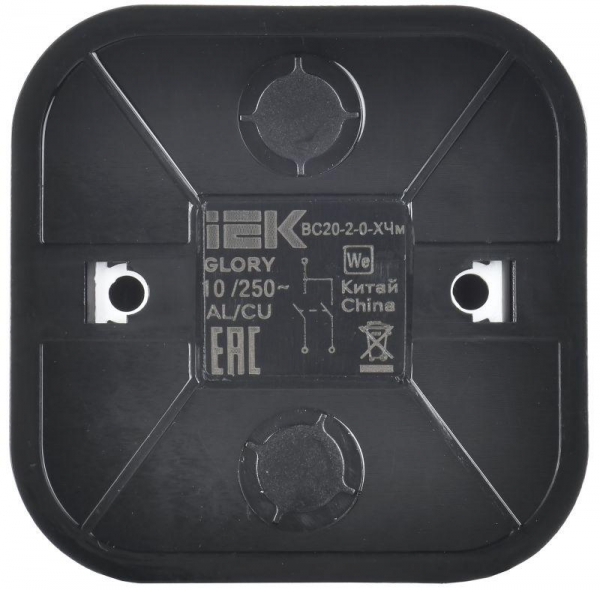 Выключатель 2-кл. ОП GLORY ВС20-2-0-ХЧм 10А черн. матов. IEK EVH20-K02M-10