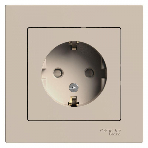 Розетка AtlasDesign 16А с заземл. со шторками в сборе песочн. SE ATN001244