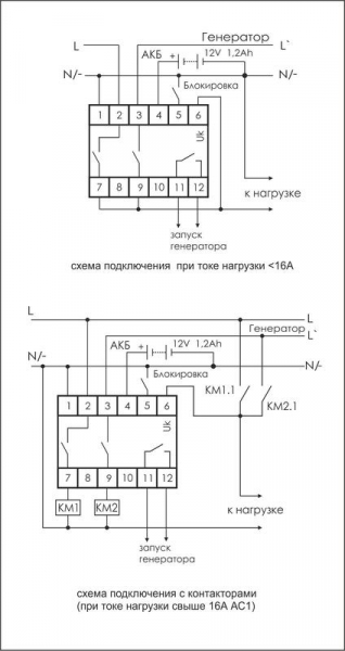 Переключатель фаз PF-441 (1ф АВР для раб. с генерат. устан.; контр. запуска генерат.; контр. нижн. и верхн. порогов напряж.; регулир. задержка откл. по нижн. порогу; 3 мод. монтаж на DIN-рейке 35мм 2х230+N 3х16А 3NO IP20) F&F EA04.005.002