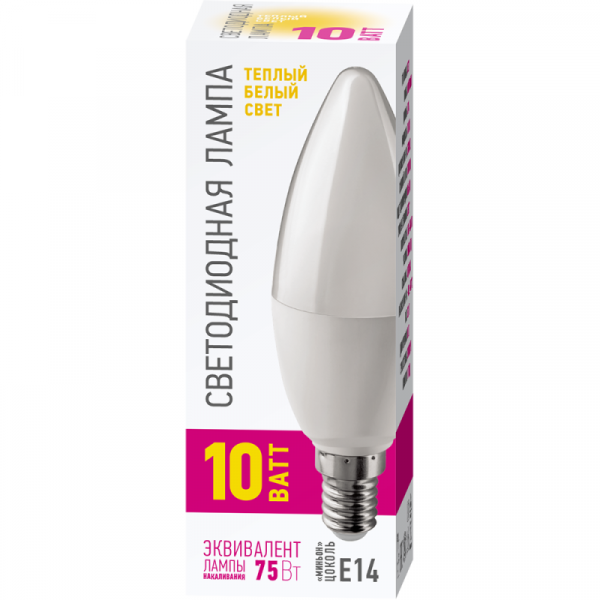 Лампа светодиодная 82 914 OLL-C37-10-230-2.7K-E14-PROMO 10Вт ОНЛАЙТ 82914