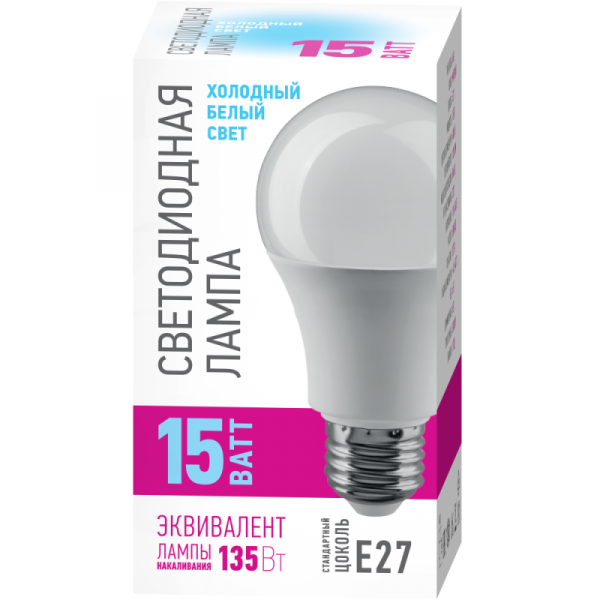 Лампа светодиодная 82 921 OLL-A60-15-230-4K-E27-PROMO 15Вт грушевидная 4000К E27 220-240В ОНЛАЙТ 82921