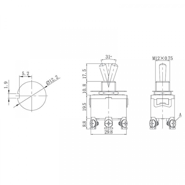 Тумблер 250В 15А (6c) ON-ON 2п (KN-202) Rexant 36-4131