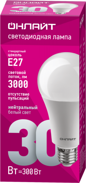 Лампа светодиодная 61 971 OLL-A70-30-230-4K-E27 30Вт ОНЛАЙТ 61971
