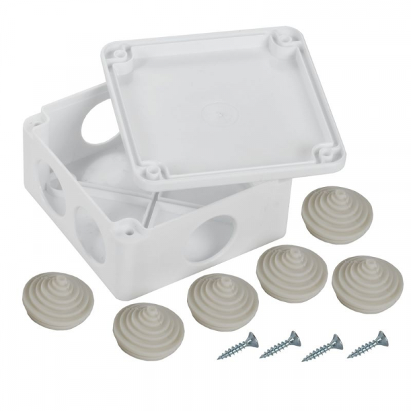 Коробка распаячная ОП КМ 100х100х45 IP44 6 вводов бел. IEK UKO11-100-100-045-K01-44