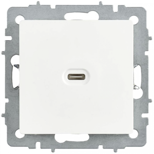 Розетка СП BRITE USB C 65Вт высокоскор. заряд. РЮ12-1-БрАБ арктич. бел. IEK BR-U13-065-K91