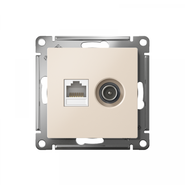 Розетка компьютерная + телевизионная 2-м СП AtlasDesign RJ45 кат.5E + TV механизм беж. SE ATN000289