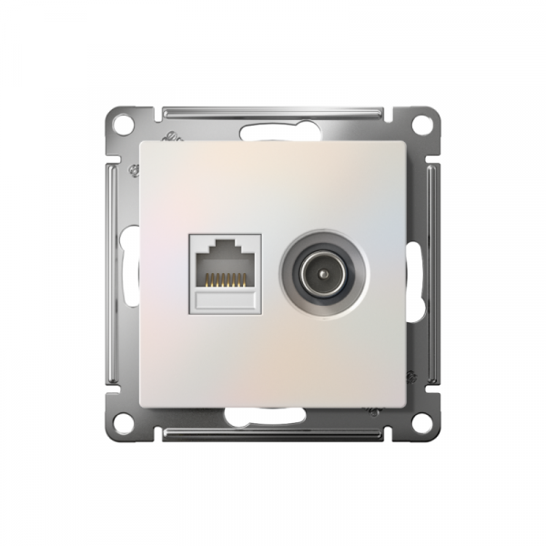 Розетка компьютерная + телевизионная 2-м СП AtlasDesign RJ45 кат.5E + TV механизм жемчуж. SE ATN000489