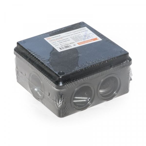 Коробка распределительная ОП 100х100х50 безгалогенная (HF) черн. Промрукав 40-0300-9005