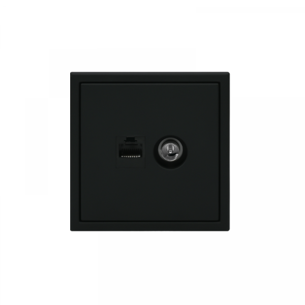 Розетка компьютерная + телевизионная 2-м СП ArtGallery RJ45 кат.5E + TV механизм карбон SE GAL001089