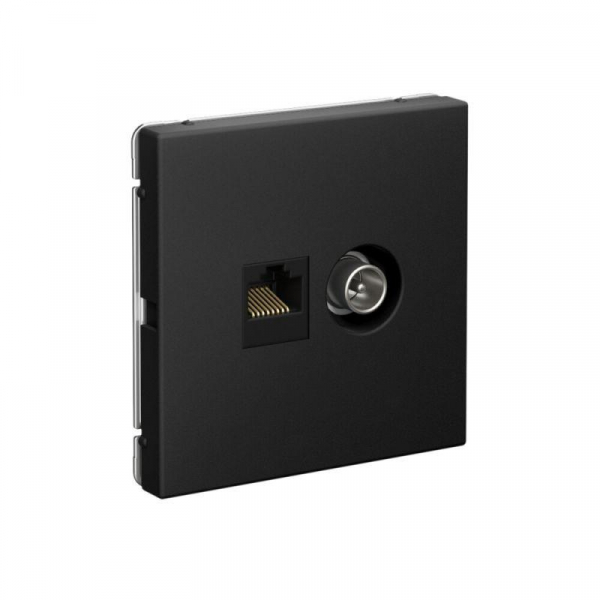 Розетка компьютерная + телевизионная 2-м СП ArtGallery RJ45 кат.5E + TV механизм карбон SE GAL001089