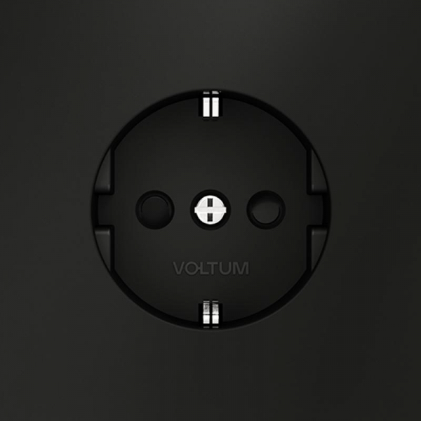 Розетка 1-м СП S70 16А с заземл. защ. шторки механизм черн. матов. Voltum VLS040208