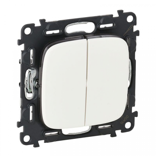 Выключатель 2-кл. СП Valena Allure 10А IP20 250В с лицев. панелью безвинтов. зажимы механизм бел. Leg 752705