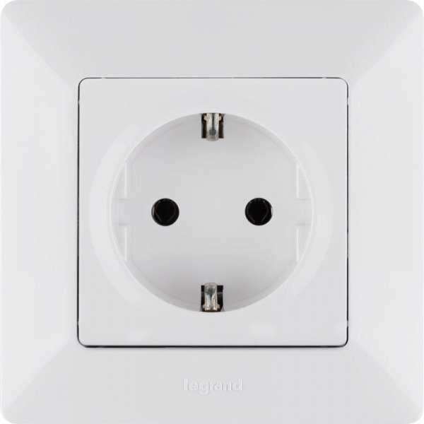 Розетка 1-м СП Valena Life 16А IP20 250В 2P+E винтов. клеммы механизм бел. Leg 753425