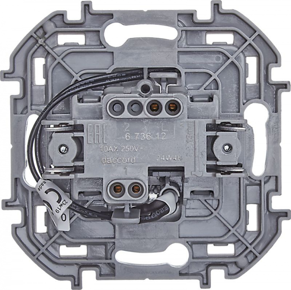 Выключатель 1-кл. Inspiria 10А IP20 250В 10AX с подсветкой/индикацией механизм алюм. Leg 673612