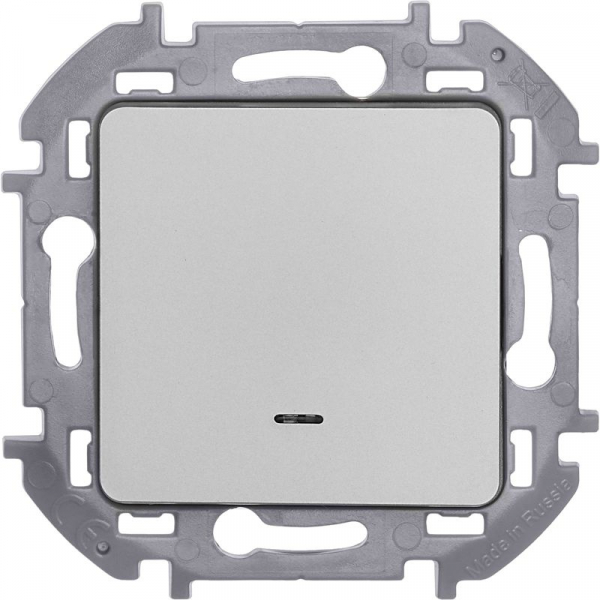 Выключатель 1-кл. Inspiria 10А IP20 250В 10AX с подсветкой/индикацией механизм алюм. Leg 673612