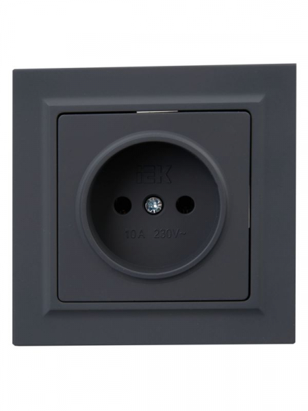 Розетка СП BRITE РСР10-1-0-БрГ 10А в сборе без заземл. без защ. шторок графит IEK BR-R10-10-K53-F