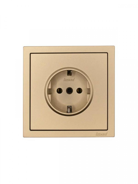 Розетка 1-мест. с/з ПБТ СП ZIMA IP20 10А безвинт. зажим зол. LEZARD 704-3688-122BQC