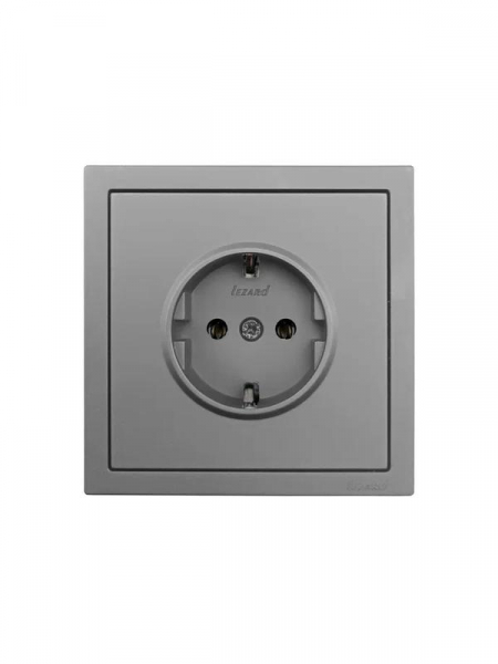Розетка 1-мест. с/з ПБТ СП ZIMA IP20 16А безвинт. зажим сер. матов. LEZARD 704-7488-122BQC