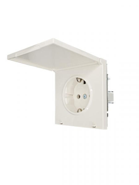 Розетка 1-мест. с/з с крышкой ПБТ СП ZIMA IP20 16А безвинт. зажим слон. кость LEZARD 704-9088-123BQC