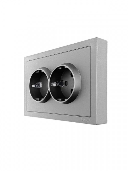 Розетка 2-мест. б/з СП ZIMA IP20 16А ПБТ безвинт. зажим сер. матов. LEZARD 704-7400-128BQC