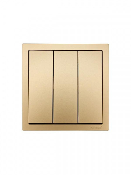 Выключатель 3-кл. СП ZIMA IP20 10А безвинт. зажим зол. LEZARD 704-3688-109QC