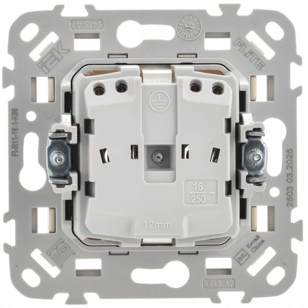 Розетка СП FLITE РС11-1-ФлСл 16А с заземл. без защ. шторок безвинтовое крепление механизм сливочный IEK FI-R11-16-1-K86