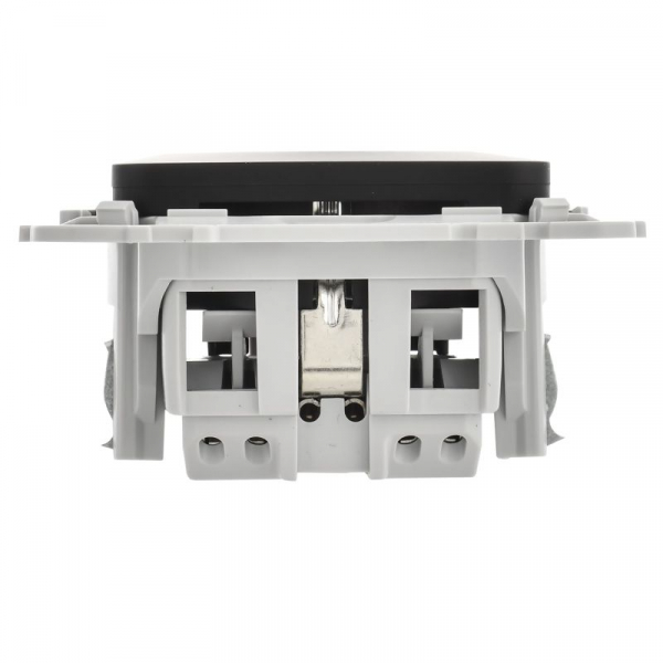 Розетка СП FLITE РС11-1-ФлЧ 16А с заземл. без защ. шторок безвинтовое крепление механизм черн. IEK FI-R11-16-1-K02