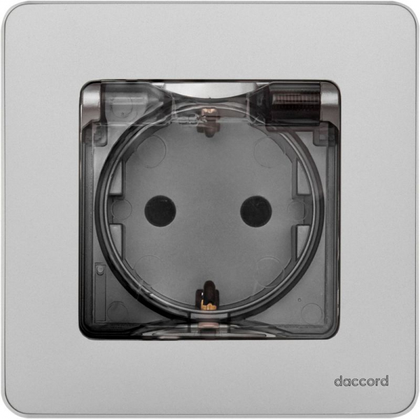 Розетка 1-м СП Inspiria 16А IP44 250В 2P+E защ. шторки с крышкой немецк. стандарт механизм алюм. IEK 673742