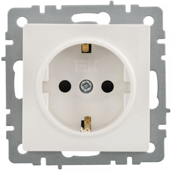Розетка Btrite РС14-1-0-БрБ 16А с заземл. бел. IEK BR-R14-16-K01-PRO