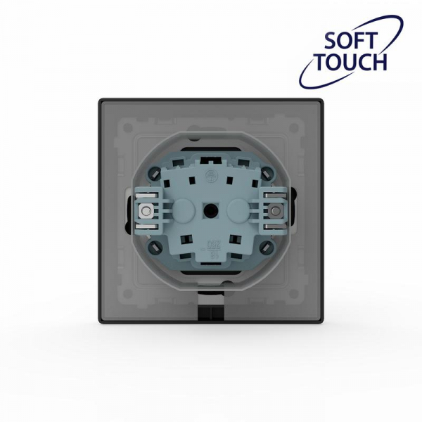 Розетка 1-м СП Pixel IP44 с заземл. с крышкой механизм карбон TOKOV ELECTRIC TKE-PX-R1ZSW1-C14-IP44